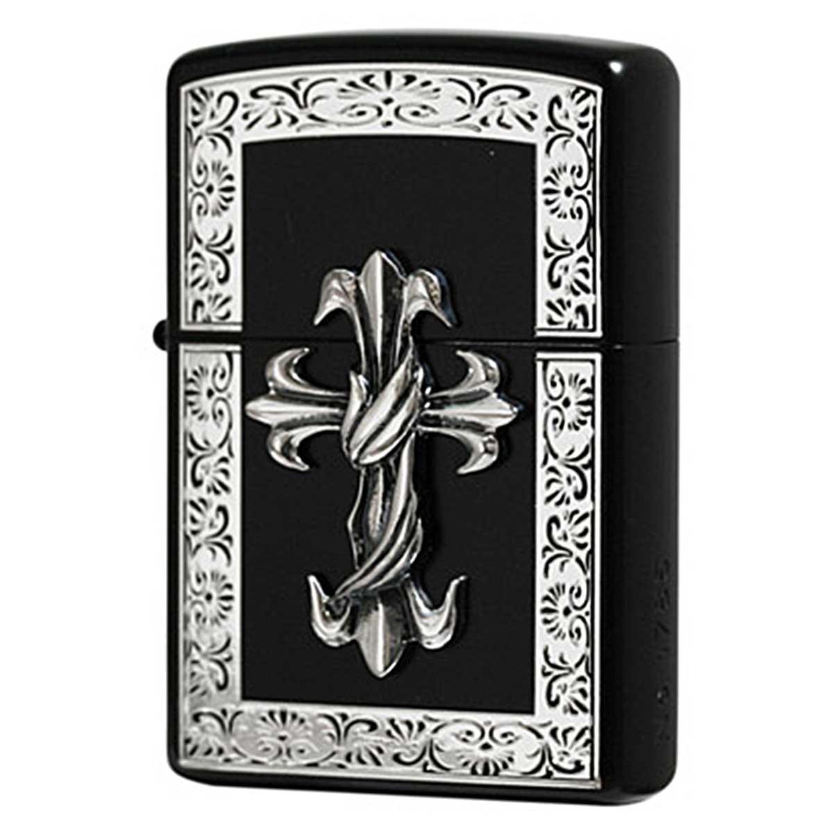Zippo ジッポー ハードメタル アラベスクフレーム クロスメタル BKクロス メール便可