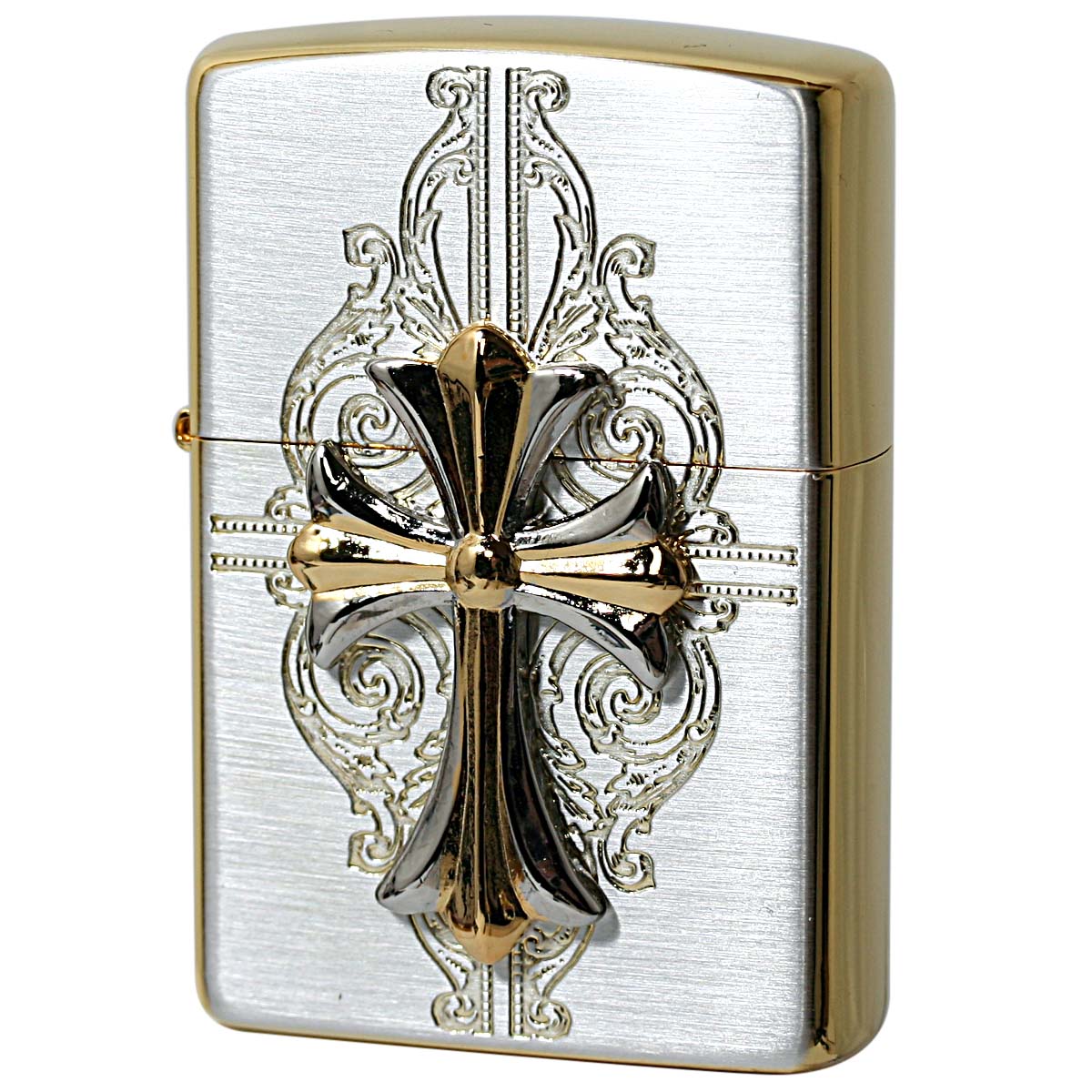 Zippo ジッポー クロス 十字架 Cross クロスコンビメタル サテン ゴールド No.4