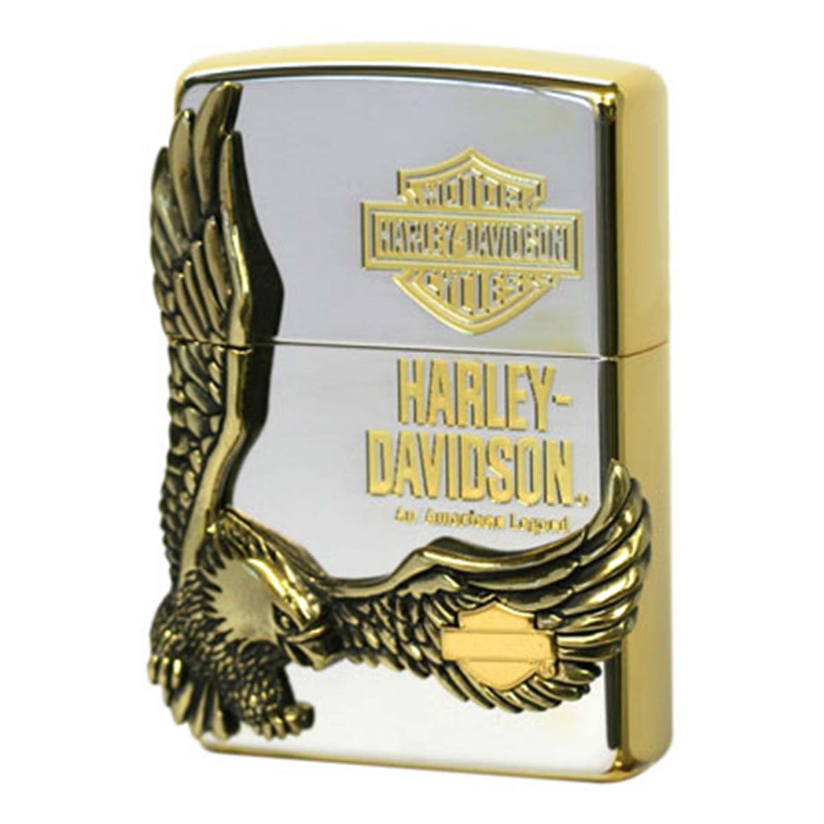 Zippo ジッポー ハーレーダビッドソン 日本限定モデル バイク 二輪 モーターサイクル  Harley Davidson シルバーゴールドミラー メタル オフィシャルライセンス品 HDP-17