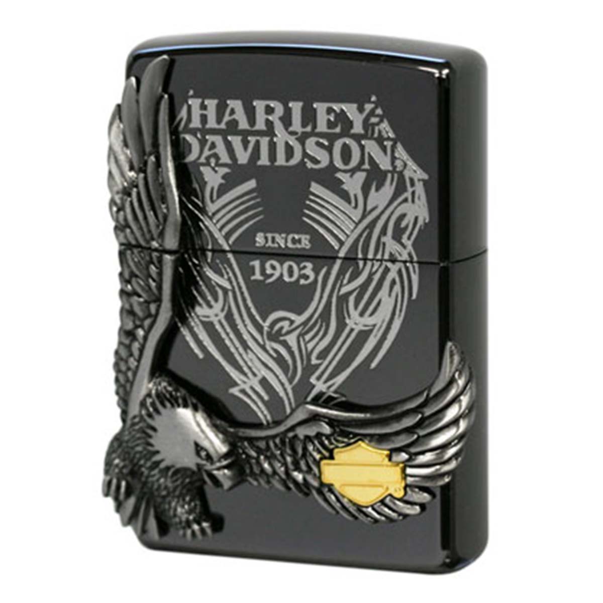 Zippo ジッポー ハーレーダビッドソン 日本限定モデル バイク 二輪 モーターサイクル  Harley Davidson ブラックイオンコーティング メタル オフィシャルライセンス品 HDP-18
