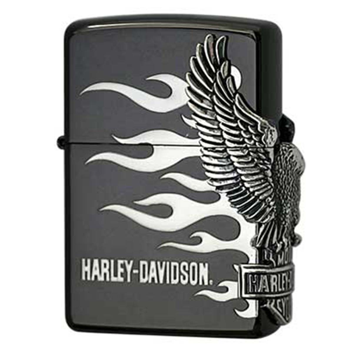 Zippo ジッポー ハーレーダビッドソン 日本限定モデル バイク 二輪 モーターサイクル  Harley Davidson ブラックイオンコーティング サイドメタル オフィシャルライセンス品 HDP-02