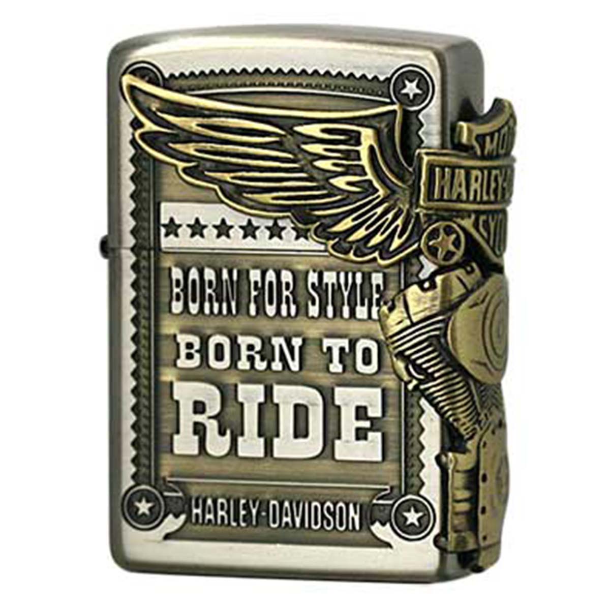 Zippo ジッポー ハーレーダビッドソン 日本限定モデル バイク 二輪 モーターサイクル  Harley Davidson ニッケルブラスコンビメッキ 古美 メタル オフィシャルライセンス品 HDP-27