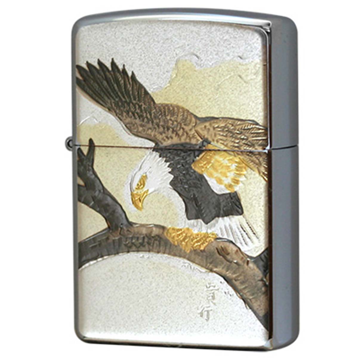Zippo ジッポー 電鋳板 プレート貼り 和柄 伝統工芸 鷹 メール便可