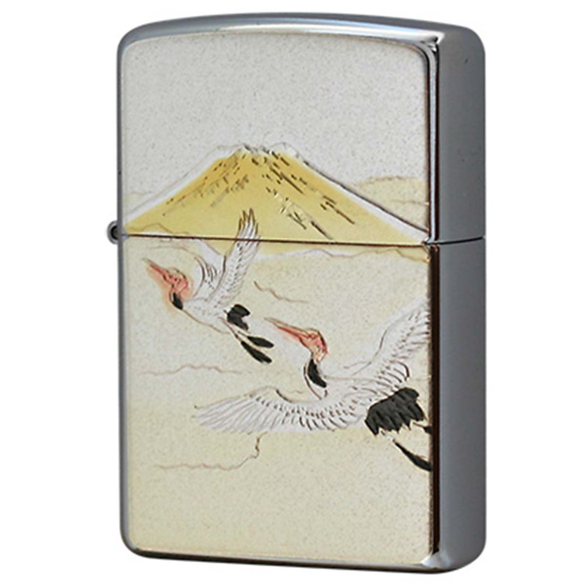 Zippo ジッポー 電鋳板 プレート貼り 和柄 伝統工芸 鶴富士 メール便可