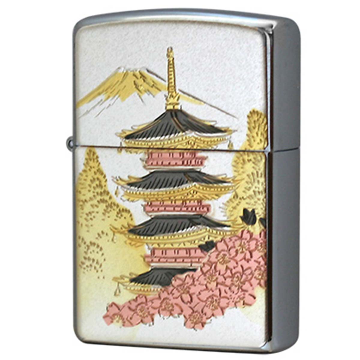 Zippo ジッポー 電鋳板 プレート貼り 和柄 伝統工芸 五重塔 メール便可