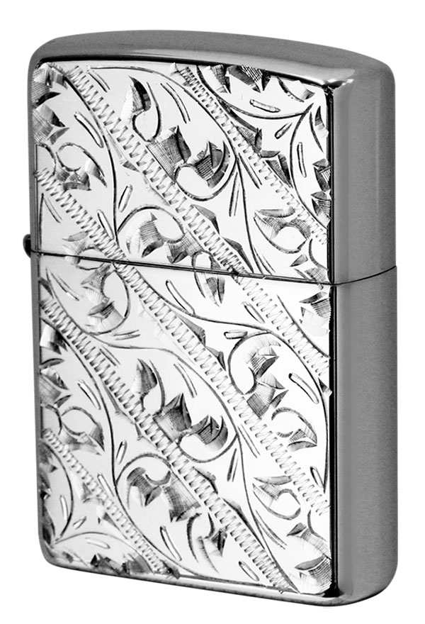 Zippo ジッポー スターリング 両面手彫り唐草