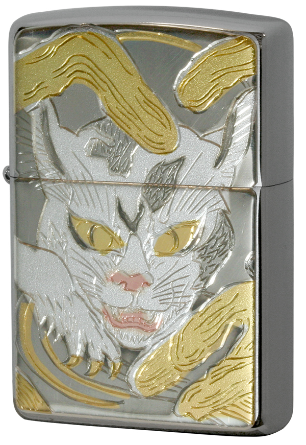 Zippo ジッポー 電鋳板 化け猫 メール便可