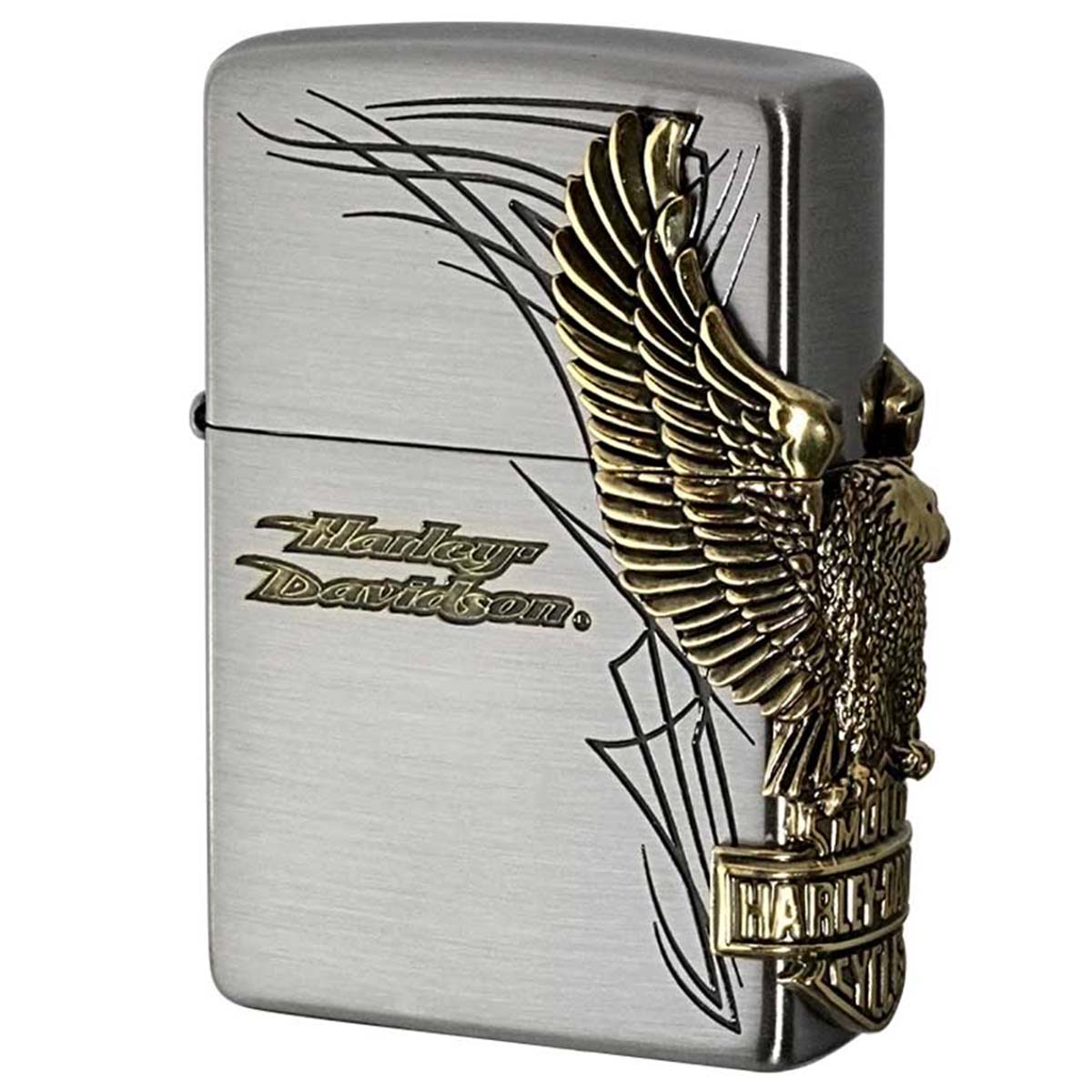 Zippo ジッポー ハーレーダビッドソン 日本限定モデル バイク 二輪 モーターサイクル  Harley Davidson ニッケルブラスコンビメッキ古美 サイドメタル オフィシャルライセンス品 HDP-66