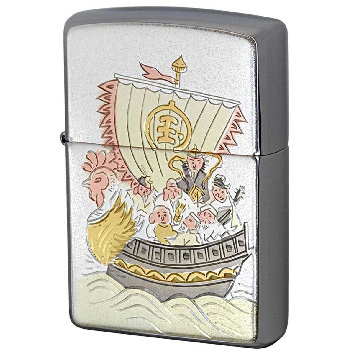 Zippo ジッポー 電鋳板 プレート貼り 和柄 伝統工芸 宝船 メール便可
