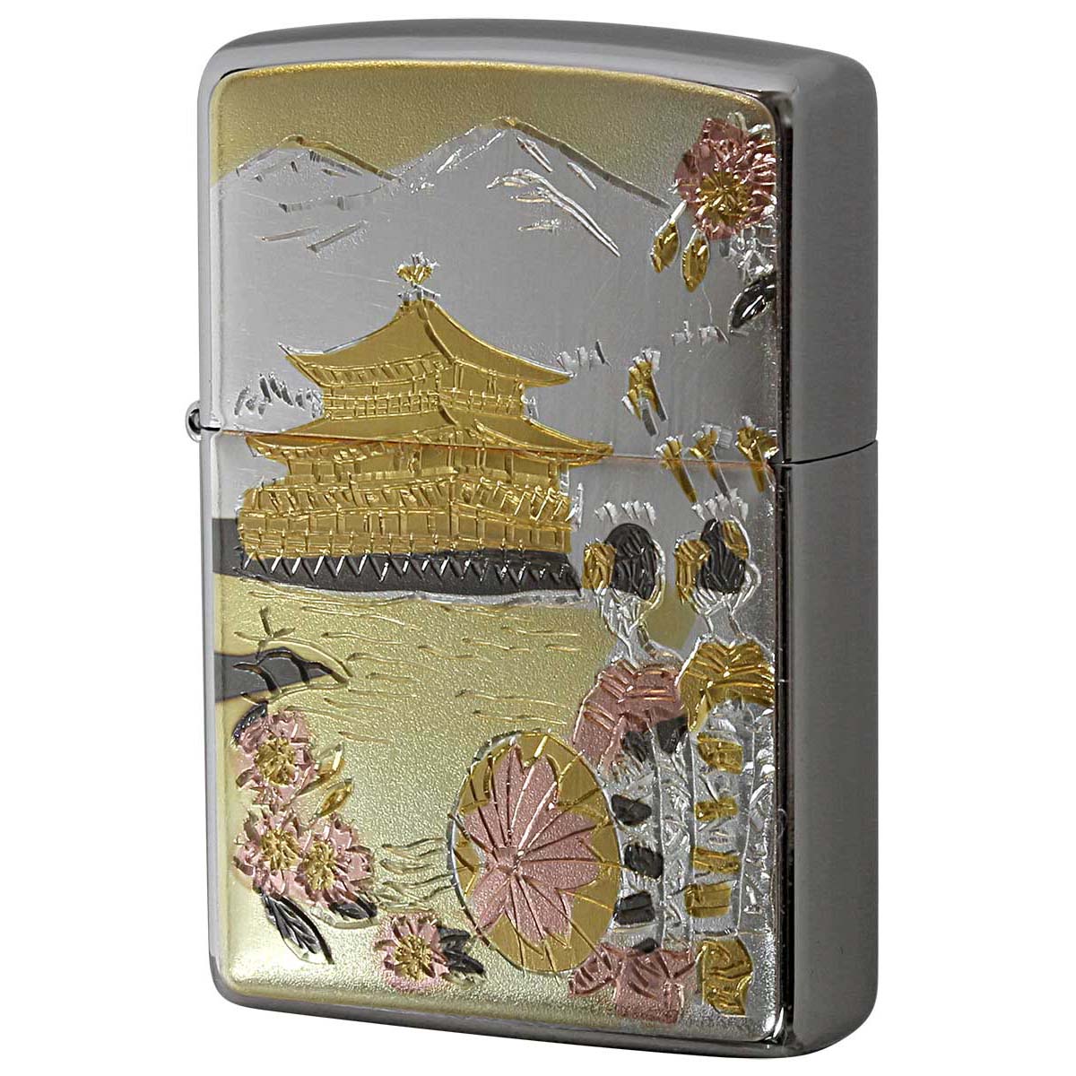 Zippo ジッポー 電鋳板 プレート貼り 和柄 伝統工芸 金閣寺 KINKAKUJI メール便可