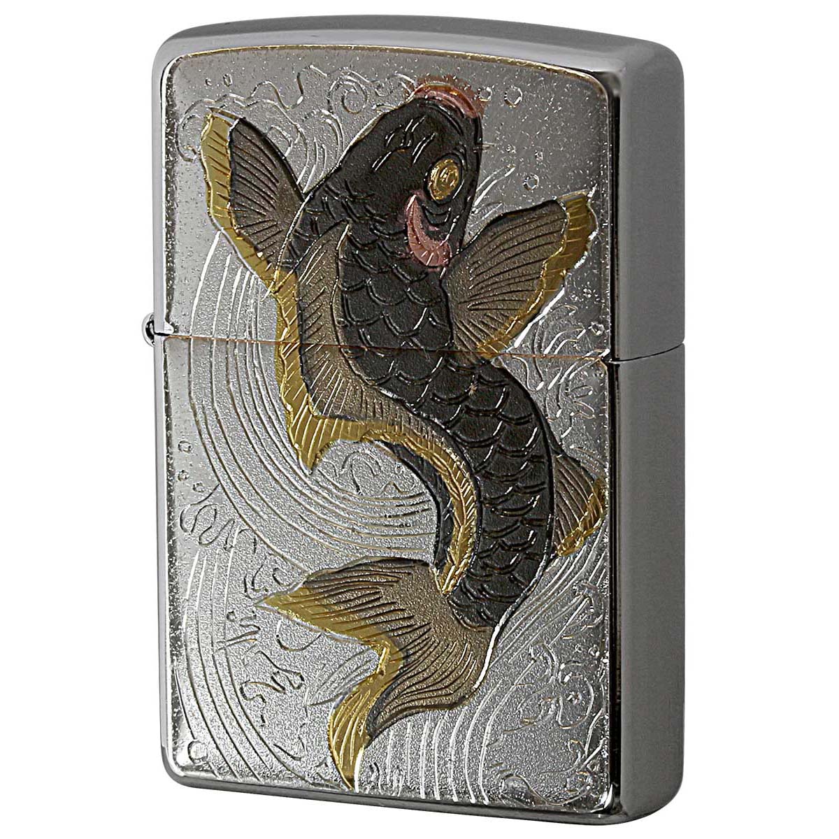 Zippo ジッポー 電鋳板 プレート貼り 和柄 伝統工芸 大鯉 BIG Carp メール便可