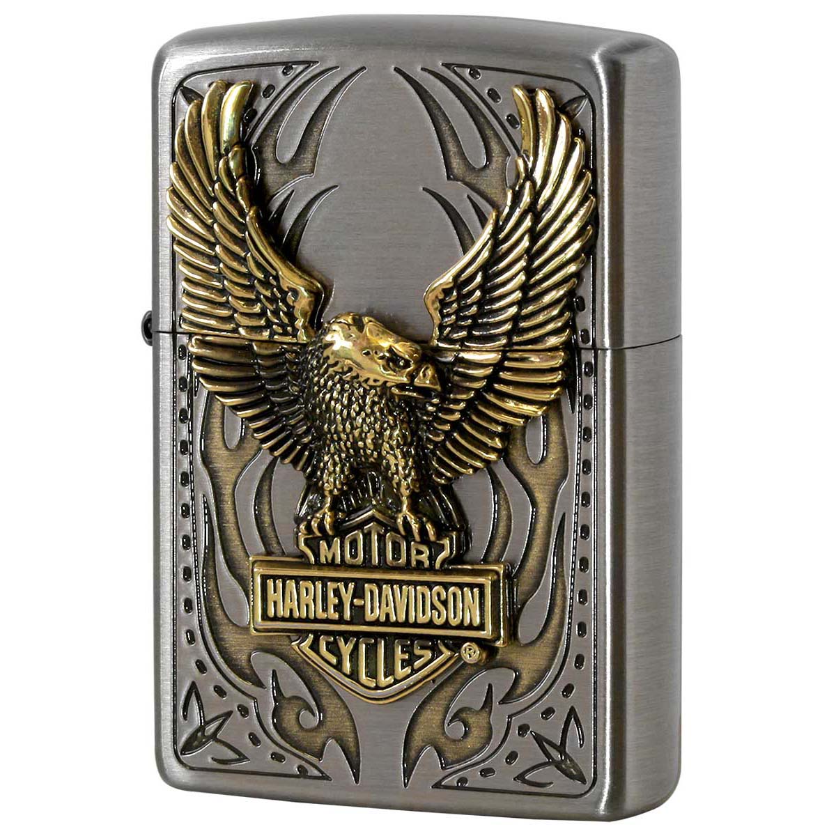 Zippo ジッポー ハーレーダビッドソン 日本限定モデル バイク 二輪 モーターサイクル  Harley Davidson ニッケルブラスコンビメッキ古美 ビックメタル オフィシャルライセンス品 HDP-73