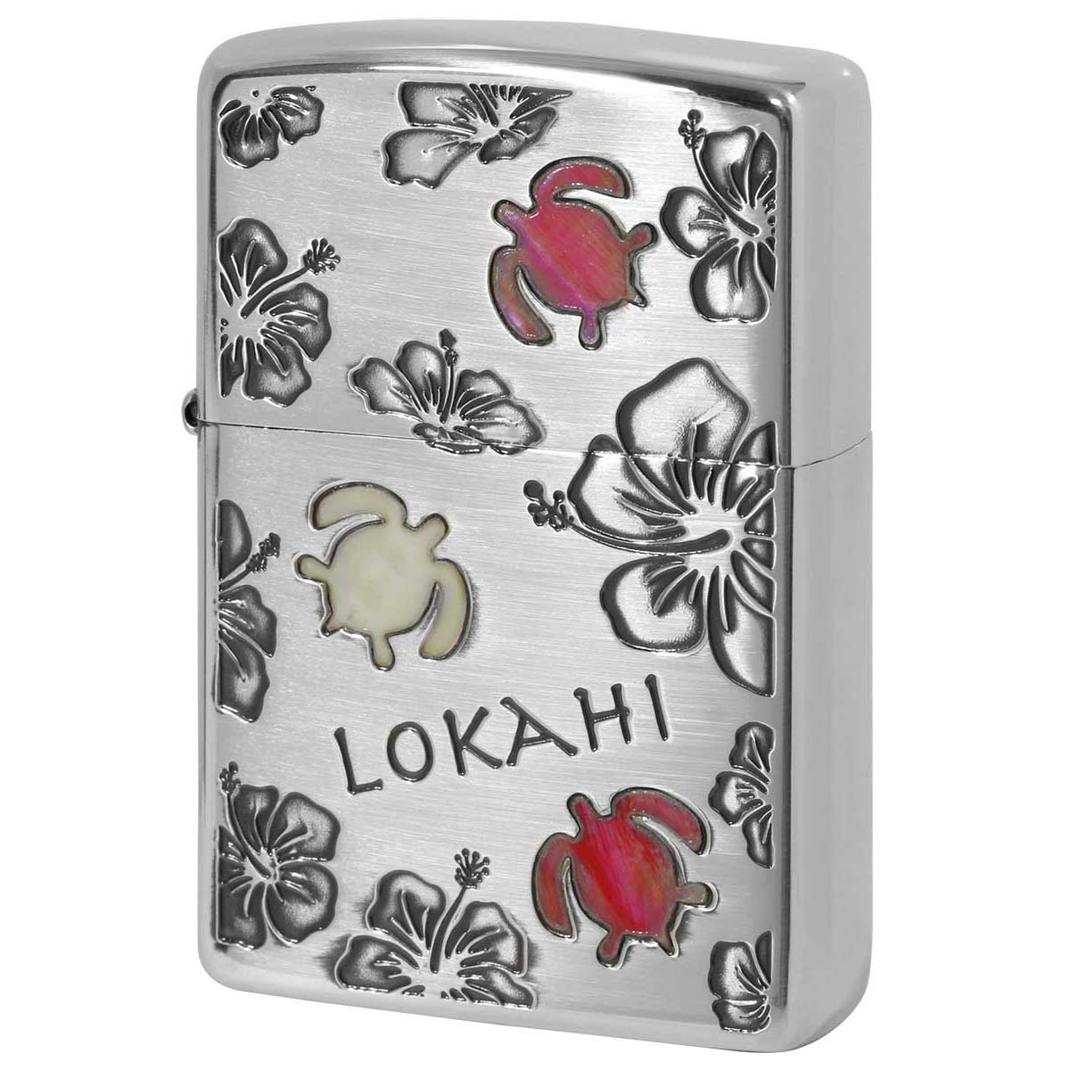 Zippo ジッポー ハワイ 亀 ハイビスカス ハワイアン シェル 貝 インレイ 象嵌 Hawaiian LOKAHI