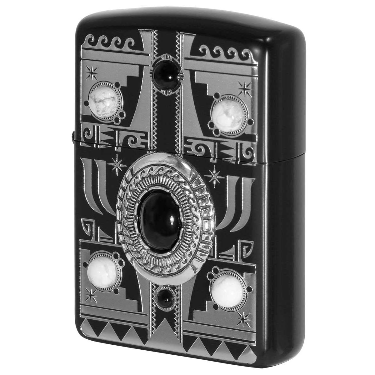 Zippo ジッポー アーマー ネイティブアメリカン イーグル オニキス ハウライト 天然石 インディアン スピリット イオンブラック ARMOR INDIAN SPIRIT BK イーグル