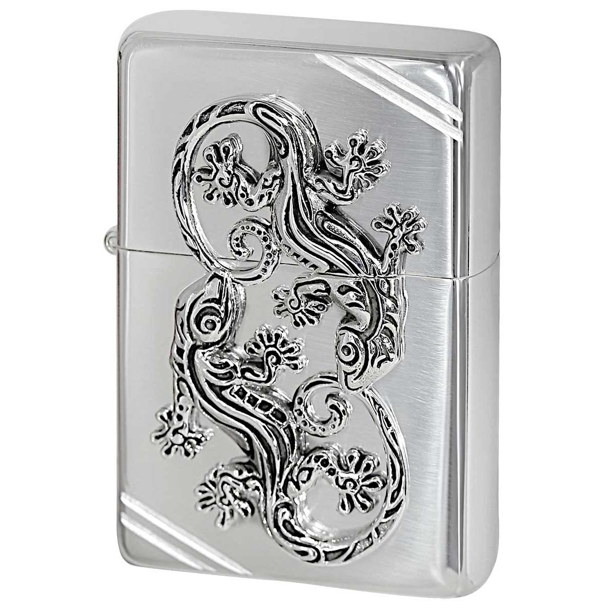 Zippo ジッポー 純銀 スターリングシルバー ラッキーチャーム LUCKY CHARM Sterling Silver 925 No.14 ダイヤゴナルライン ゲッコー