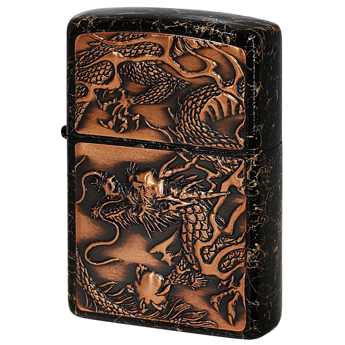 Zippo ジッポー RISE METAL ライズメタル 乱糸塗り 赤龍 金乱糸 黒