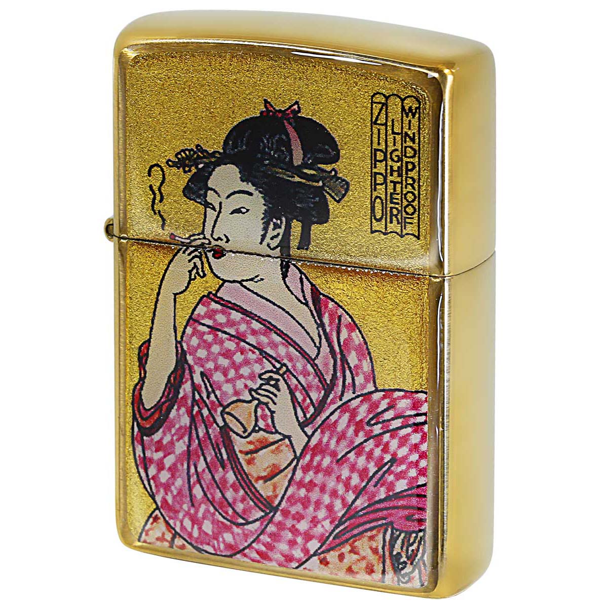 Zippo ジッポー 浮世絵 煙を吹く女 金箔エポ盛り 江戸時代 絵画 アート 煙を吹く女