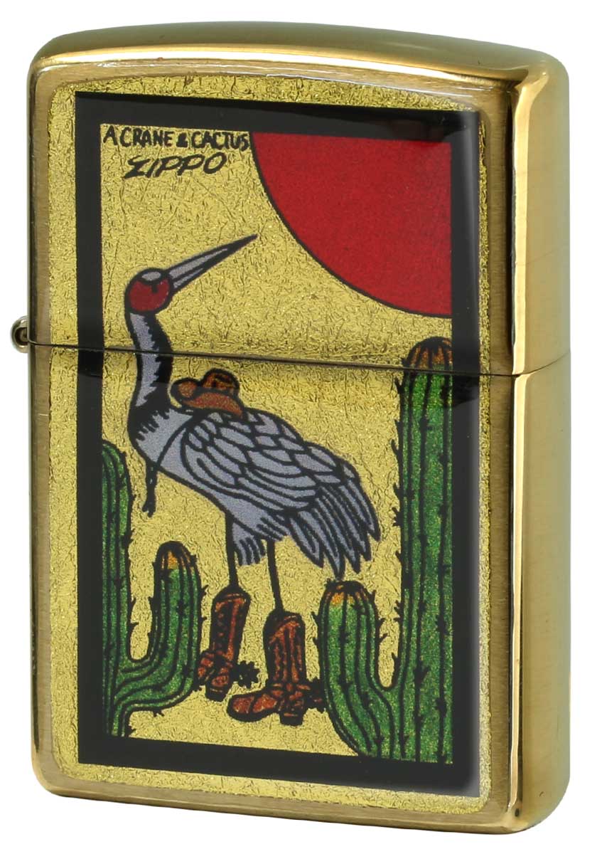 Zippo ジッポー 金箔エポキシ 花札 サボテンに鶴 メール便可