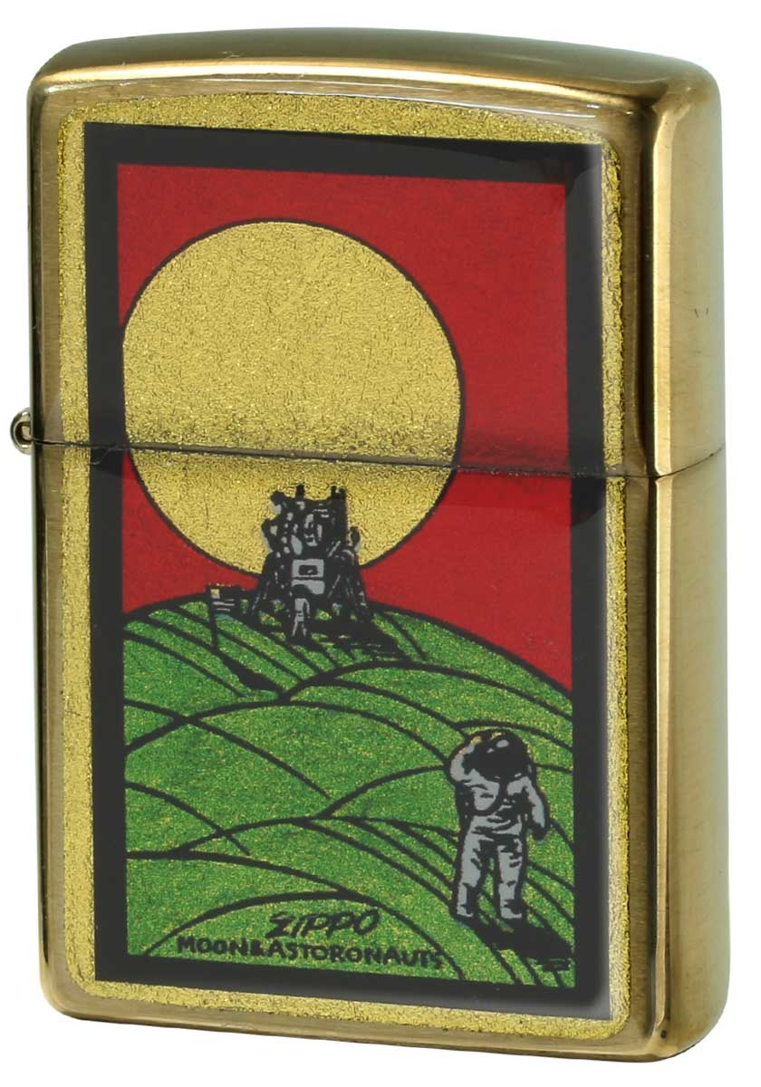 Zippo ジッポー 金箔エポキシ 花札 宇宙飛行士に月 メール便可