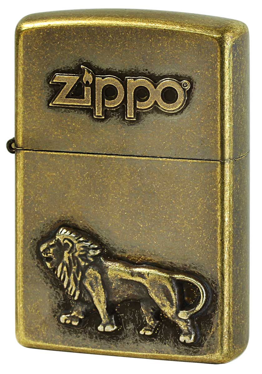 Zippo ジッポー Antique Metal アンティーク メタル ライオン メール便可