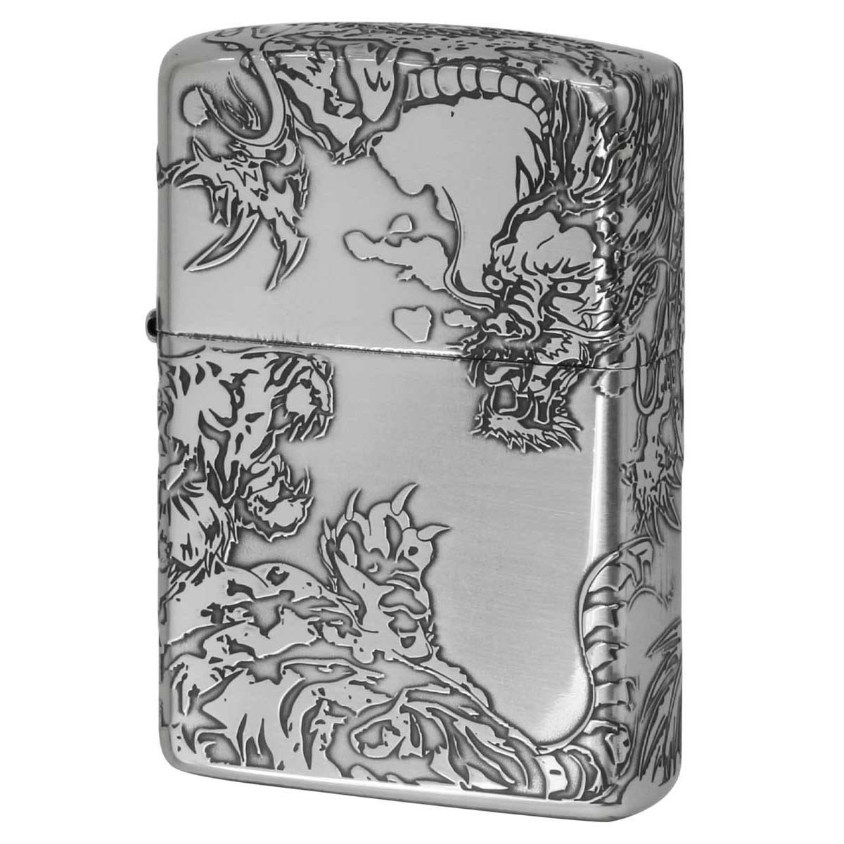 Zippo ジッポー タイガー ドラゴン 龍虎 5面連続デザイン 銀いぶし SVイブシ