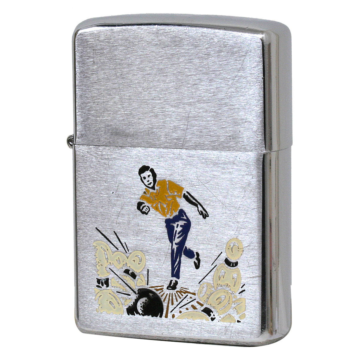 絶版/ヴィンテージ Zippo ジッポー 中古 1977年製造 SPORT Series BOWLER スポーツシリーズ ボーリング  [C]使用感あり傷汚れあり