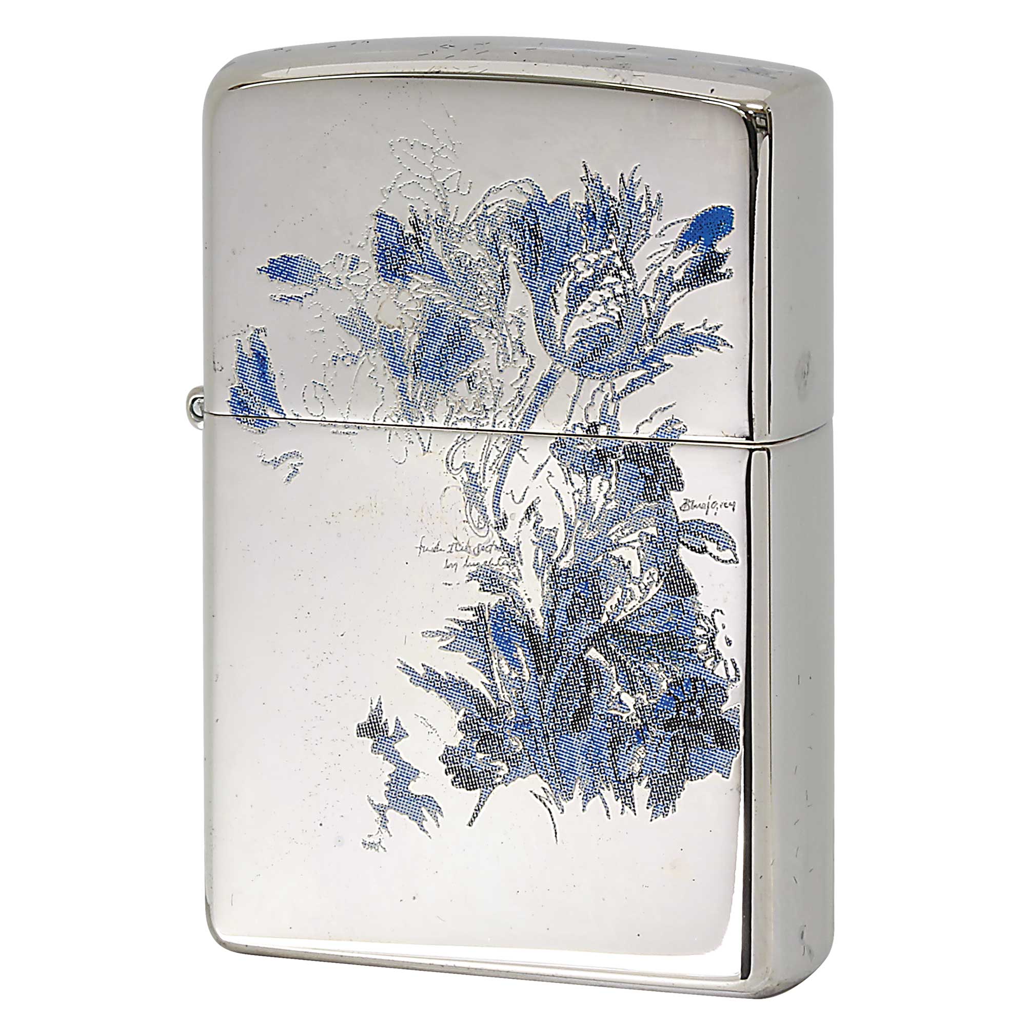 絶版/ヴィンテージ Zippo ジッポー 中古 2003年製造 ZIPPO Paul Smith 試作品 Flower Design 花柄 ブルー  [S]ほぼ新品同様