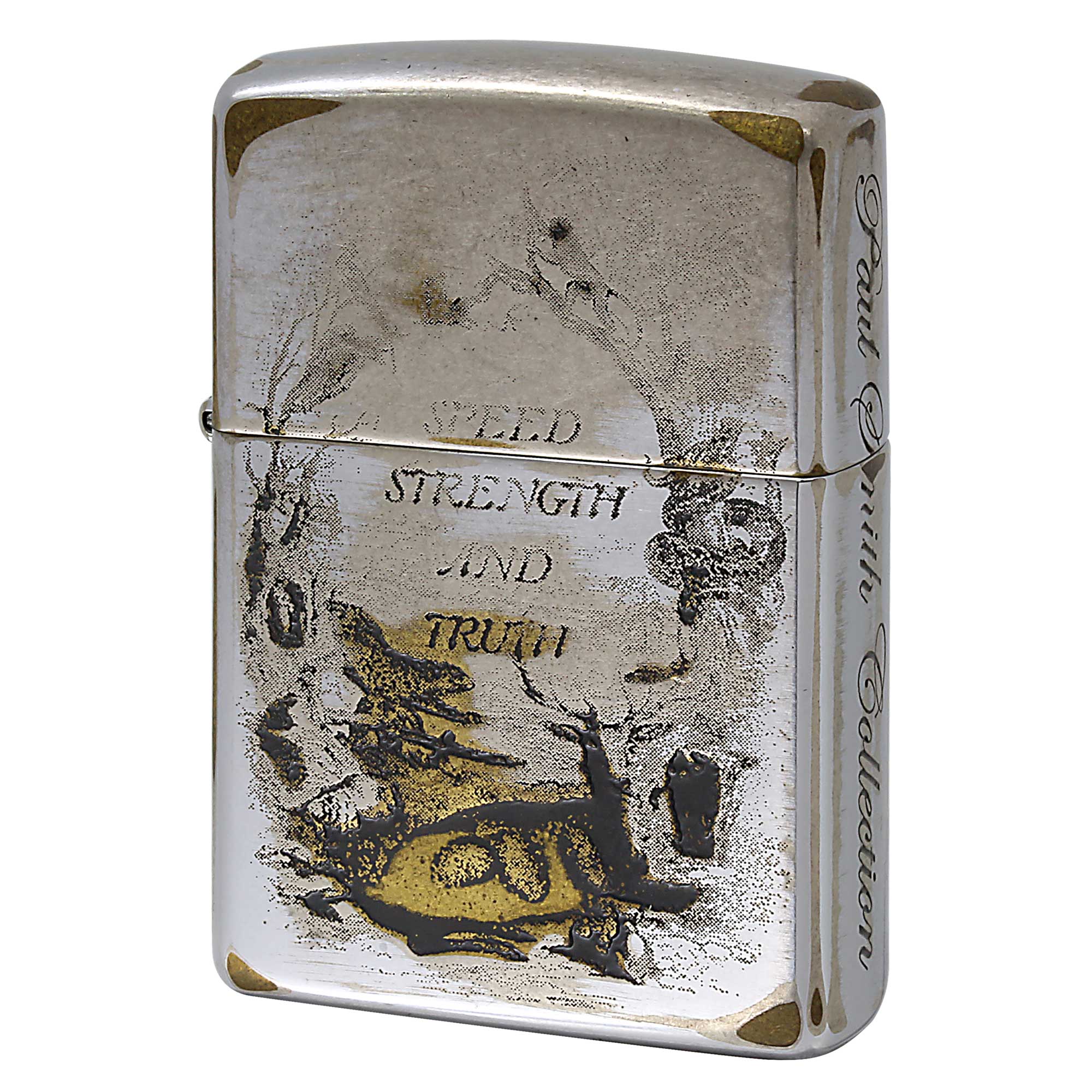 絶版/ヴィンテージ Zippo ジッポー 中古 2006年製造 ZIPPO Paul Smith Collection SPEED STRENGTH AND TRUTH ユーズド仕上げ  [A]使用感少なく状態が良い