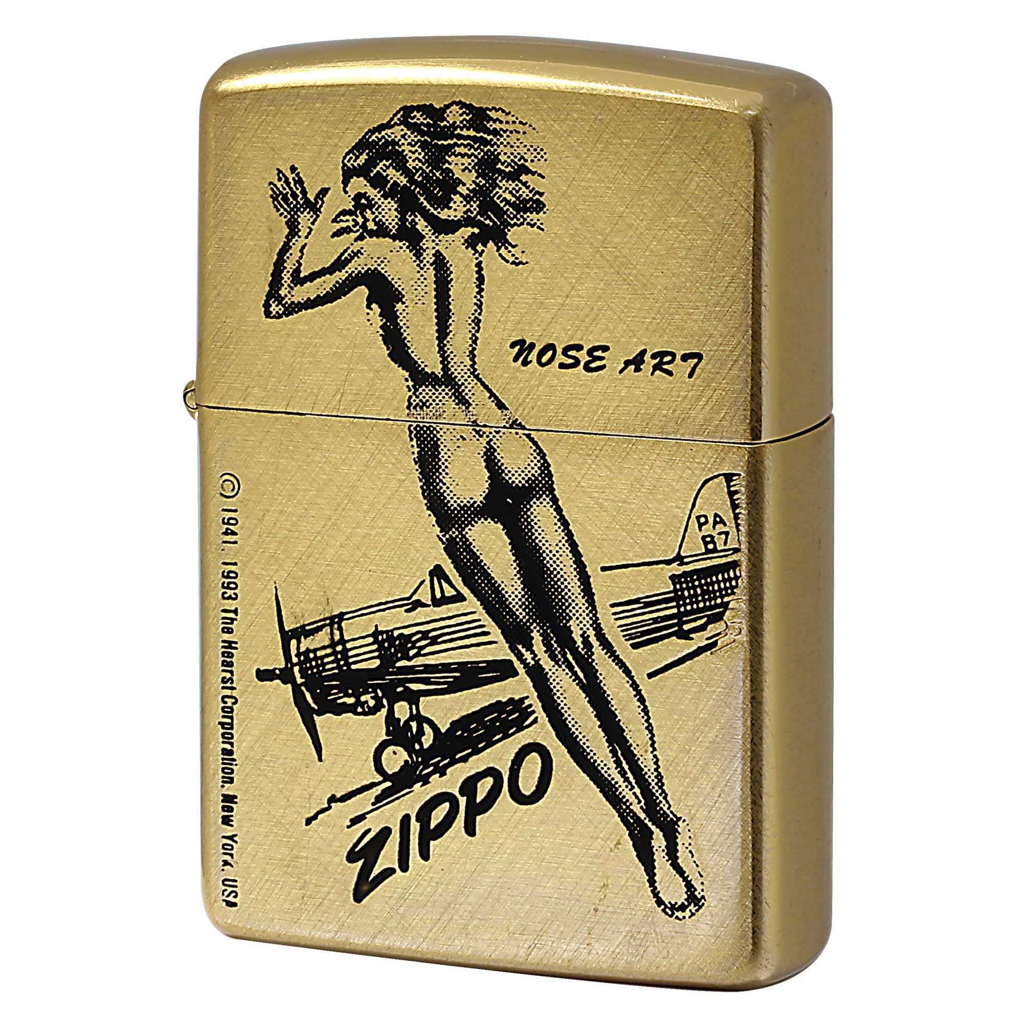 絶版/ヴィンテージ Zippo ジッポー 中古 1993年製造 ソリッドブラス Nose Art  [N]未使用・新品