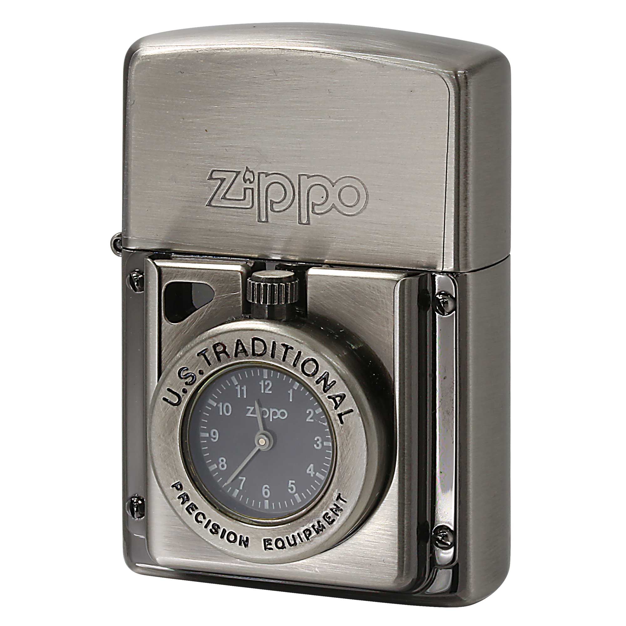 絶版/ヴィンテージ Zippo ジッポー 中古 1995年製造 U.S.TRADITIONAL 時計付き  [N]未使用・新品
