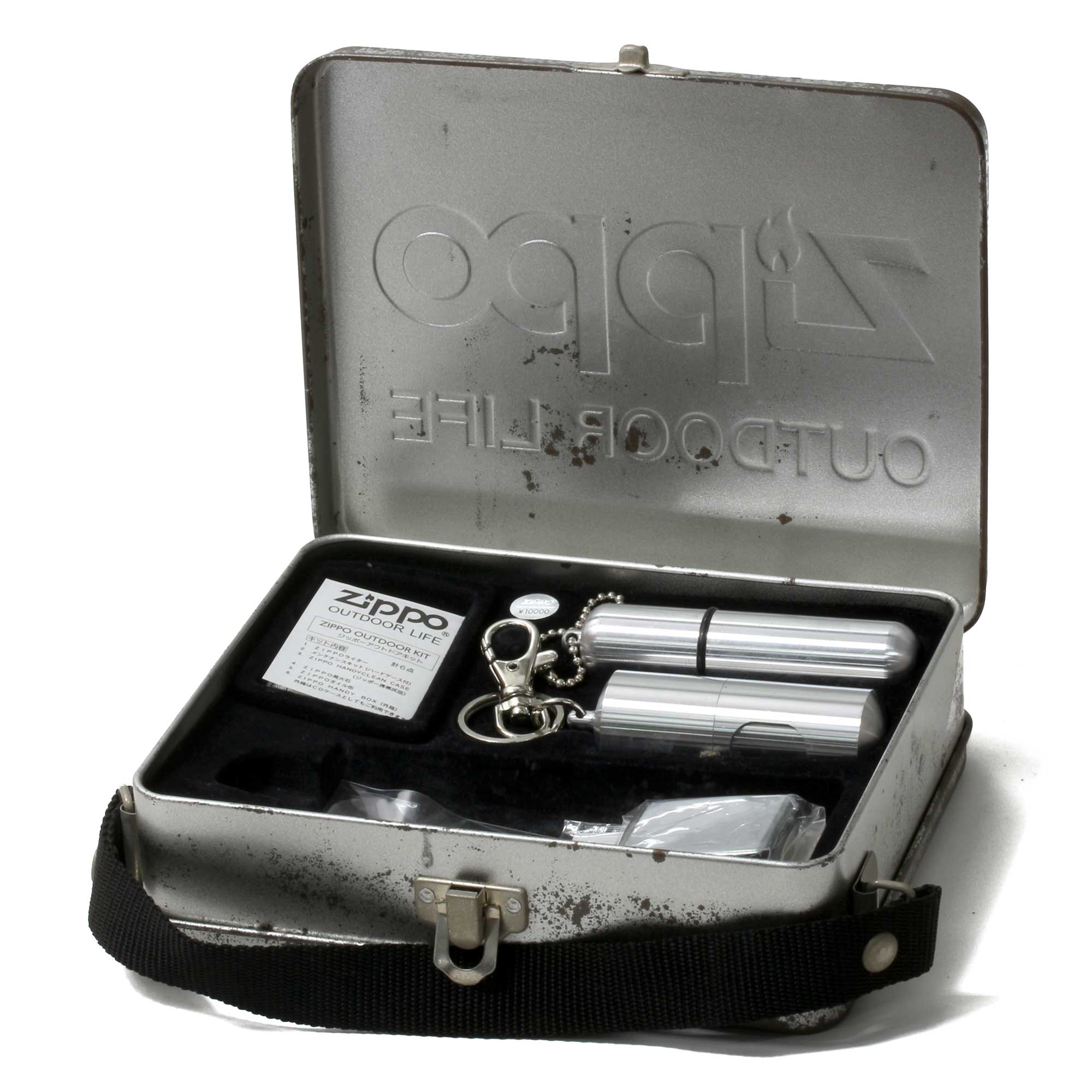 絶版/ヴィンテージ Zippo ジッポー 中古 製造年不明 メンテナンスキット 携帯灰皿 等セット  [C]使用感あり傷汚れあり