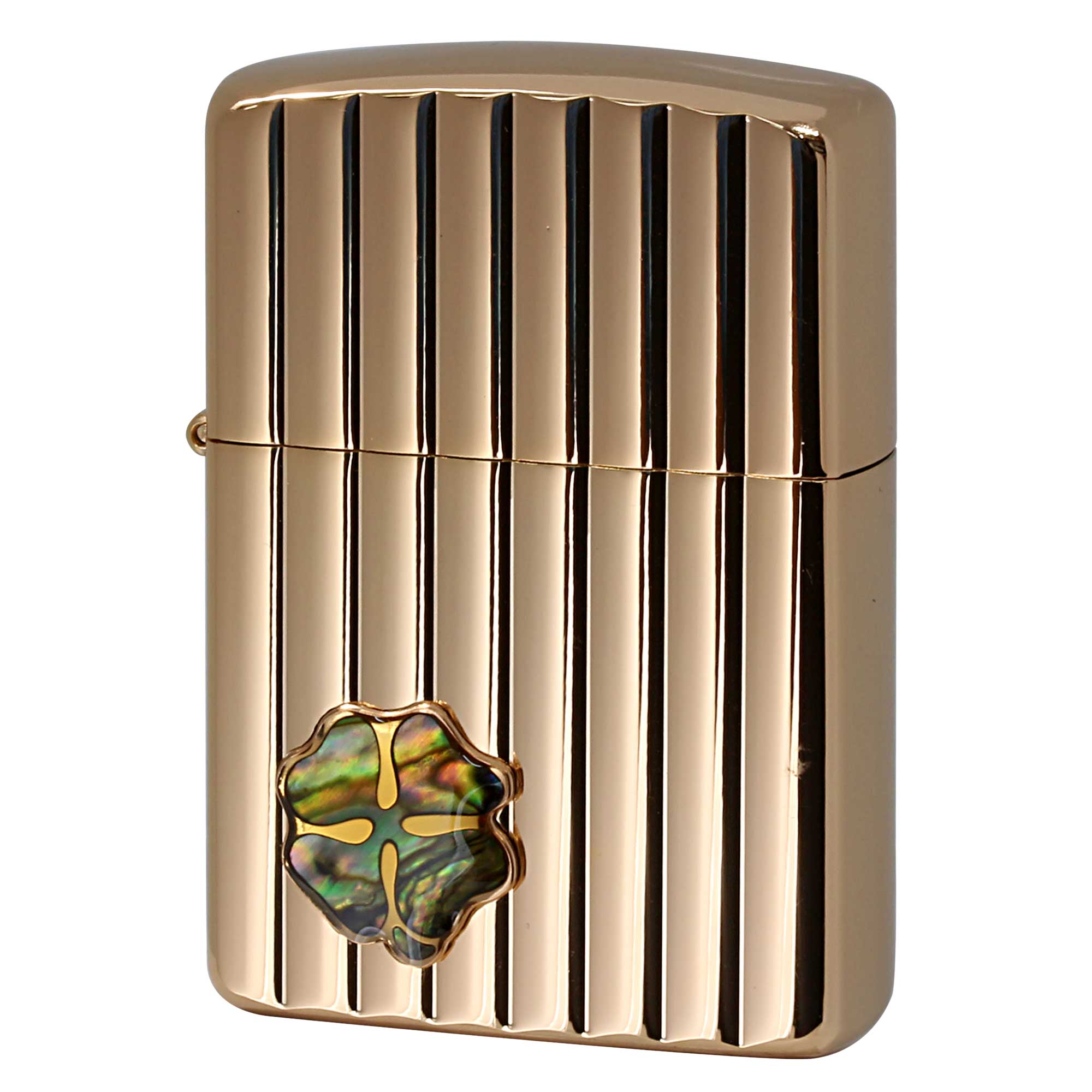 絶版/ヴィンテージ Zippo ジッポー 中古 2005年製造 アーマー クローバー ストライプ彫刻 ピンクゴールド  [A]使用感少なく状態が良い