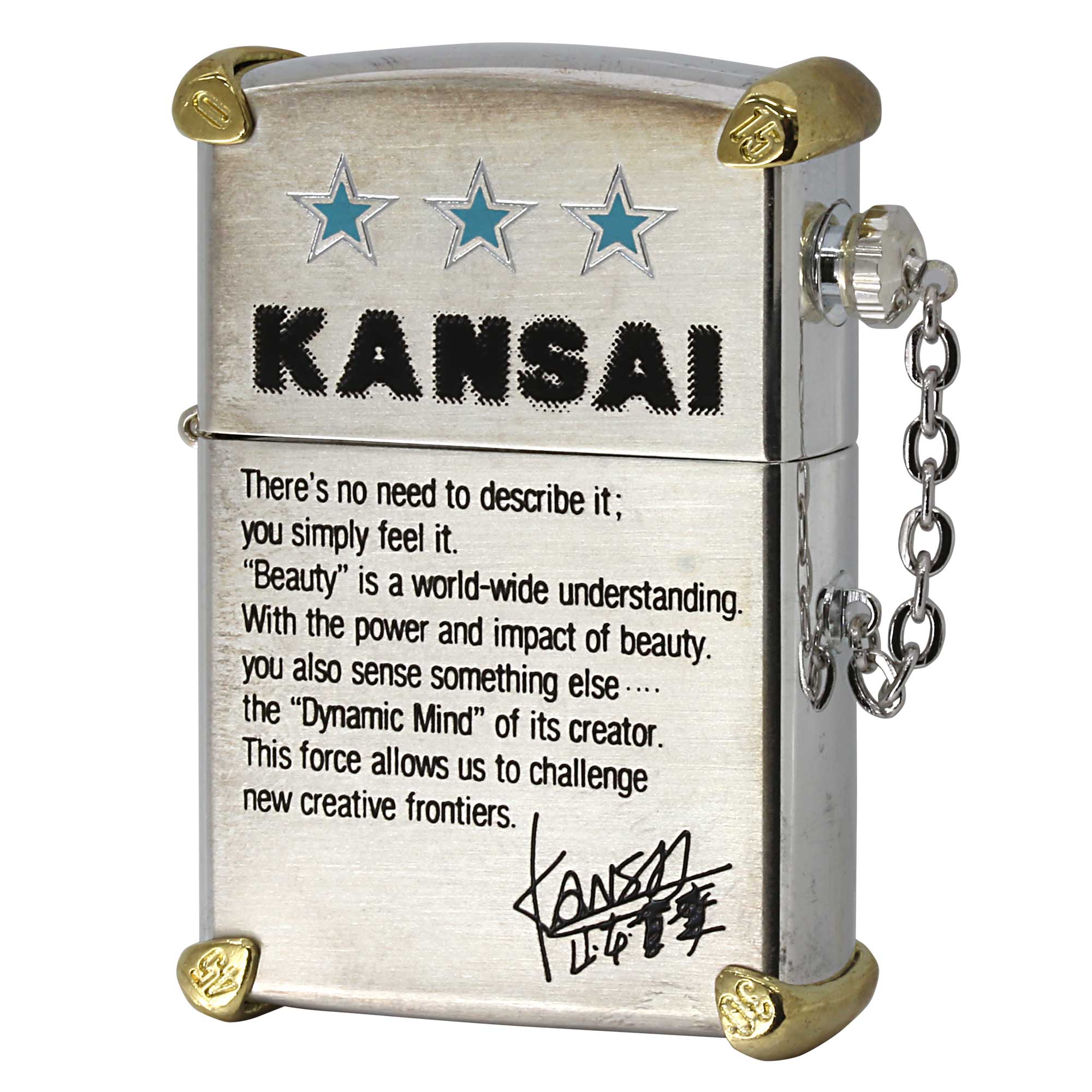 絶版/ヴィンテージ Zippo ジッポー 中古 1995年製造 KANSAI 山本寛斎 サイン入り  [S]ほぼ新品同様