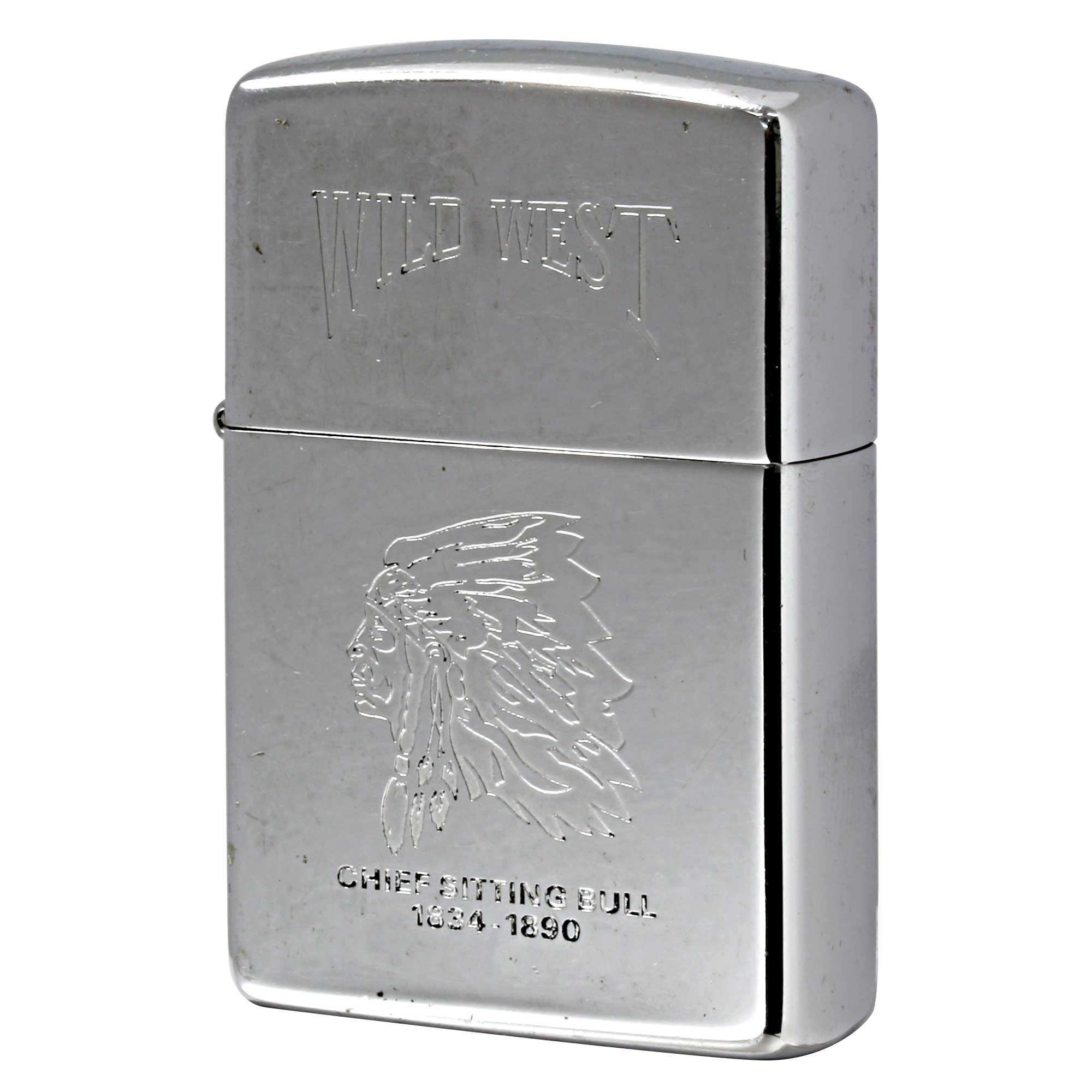 絶版/ヴィンテージ Zippo ジッポー 中古 1992年製造 WILD WEST CHIEF SUTTING BULL  [C]使用感あり傷汚れあり