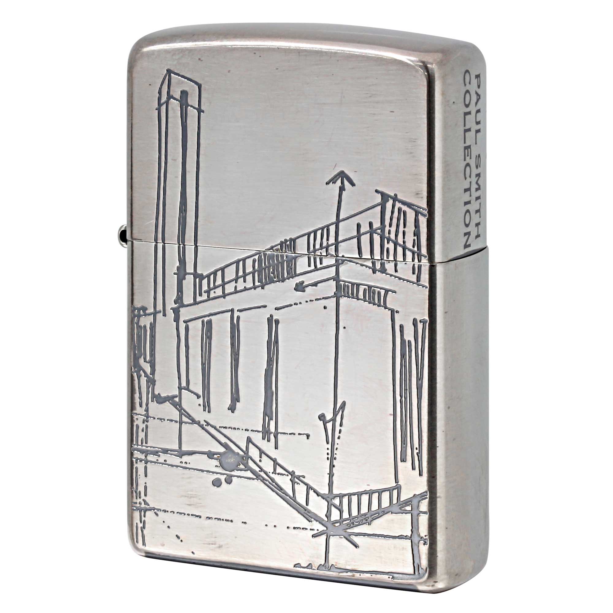 絶版/ヴィンテージ Zippo ジッポー 中古 2008年製造 ZIPPO Paul Smith Collection 線画 建物  [A]使用感少なく状態が良い
