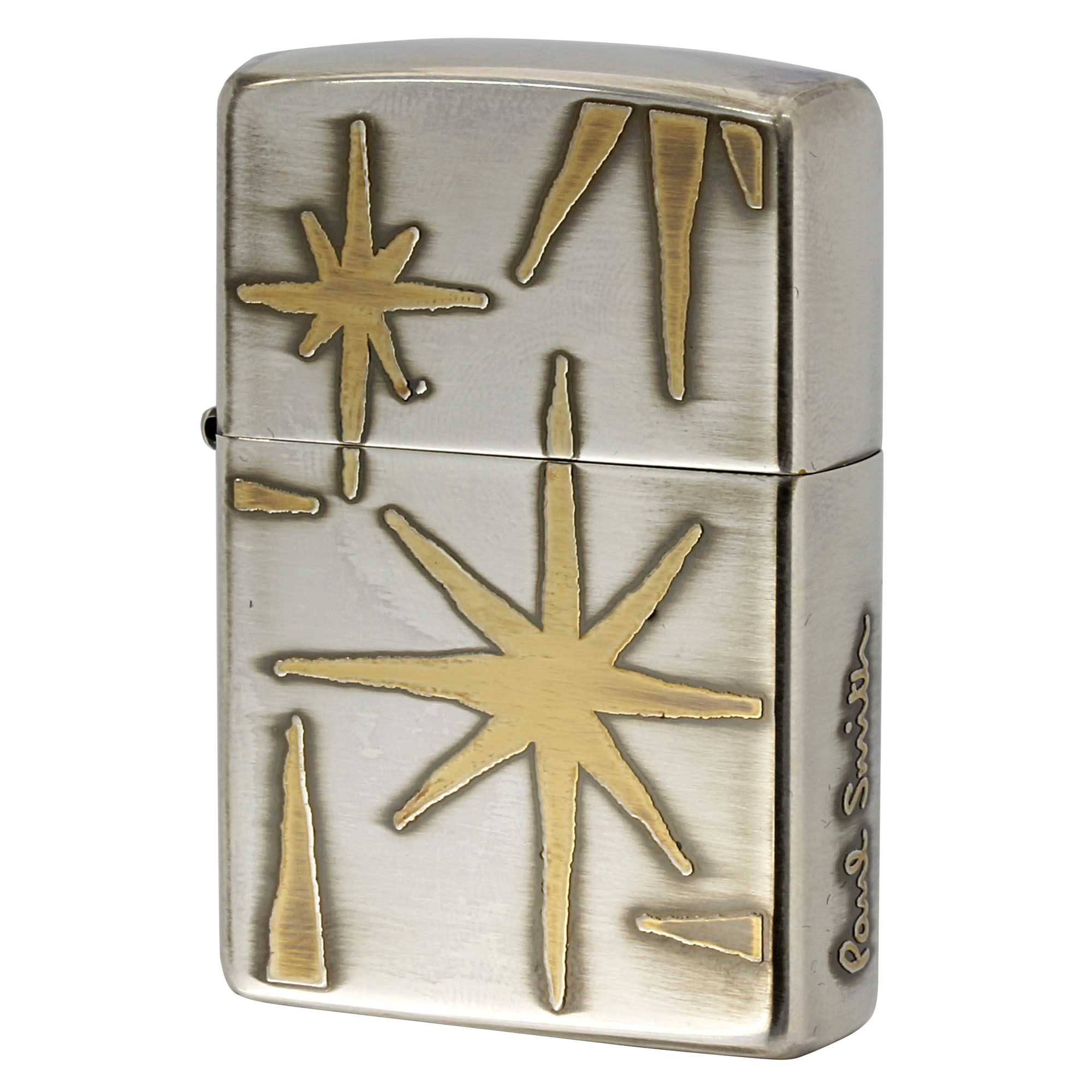 絶版/ヴィンテージ Zippo ジッポー 中古 2008年製造 ZIPPO Paul Smith 銀メッキ金盛り上げ  [A]使用感少なく状態が良い