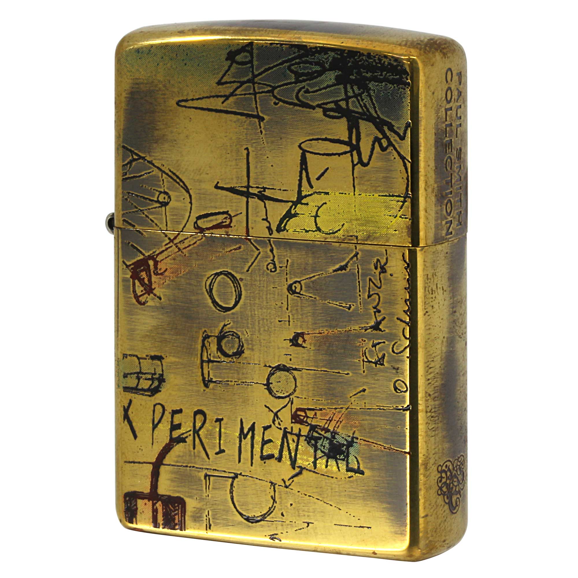 絶版/ヴィンテージ Zippo ジッポー 中古 2007年製造 ZIPPO Paul Smith 真鍮 線画 ラフスケッチ  [A]使用感少なく状態が良い