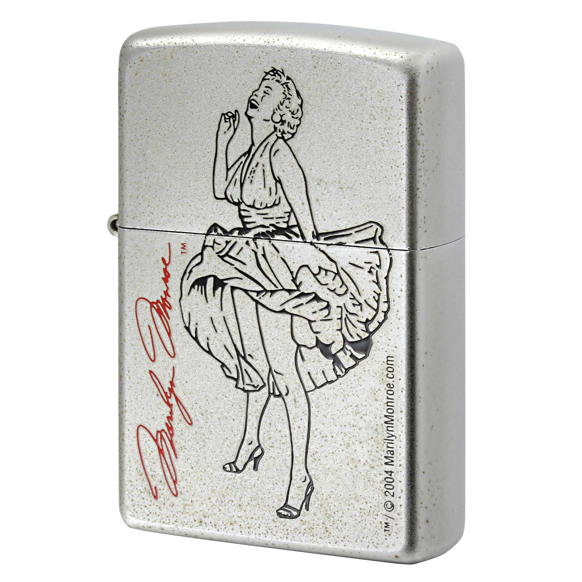 絶版/ヴィンテージ Zippo ジッポー 中古 2003年製造 マリリン・モンロー サテンクローム  [A]使用感少なく状態が良い
