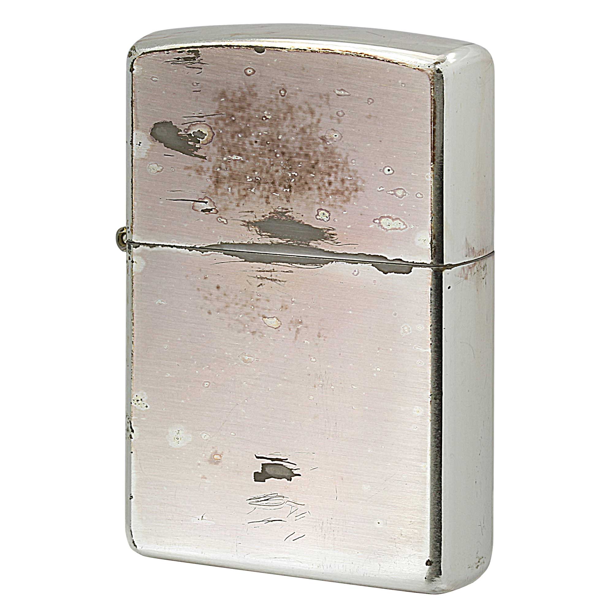 絶版/ヴィンテージ Zippo ジッポー 中古 2001年製造 ニッケルメッキ ブラッシュド ダメージ仕上げ  [C]使用感あり傷汚れあり