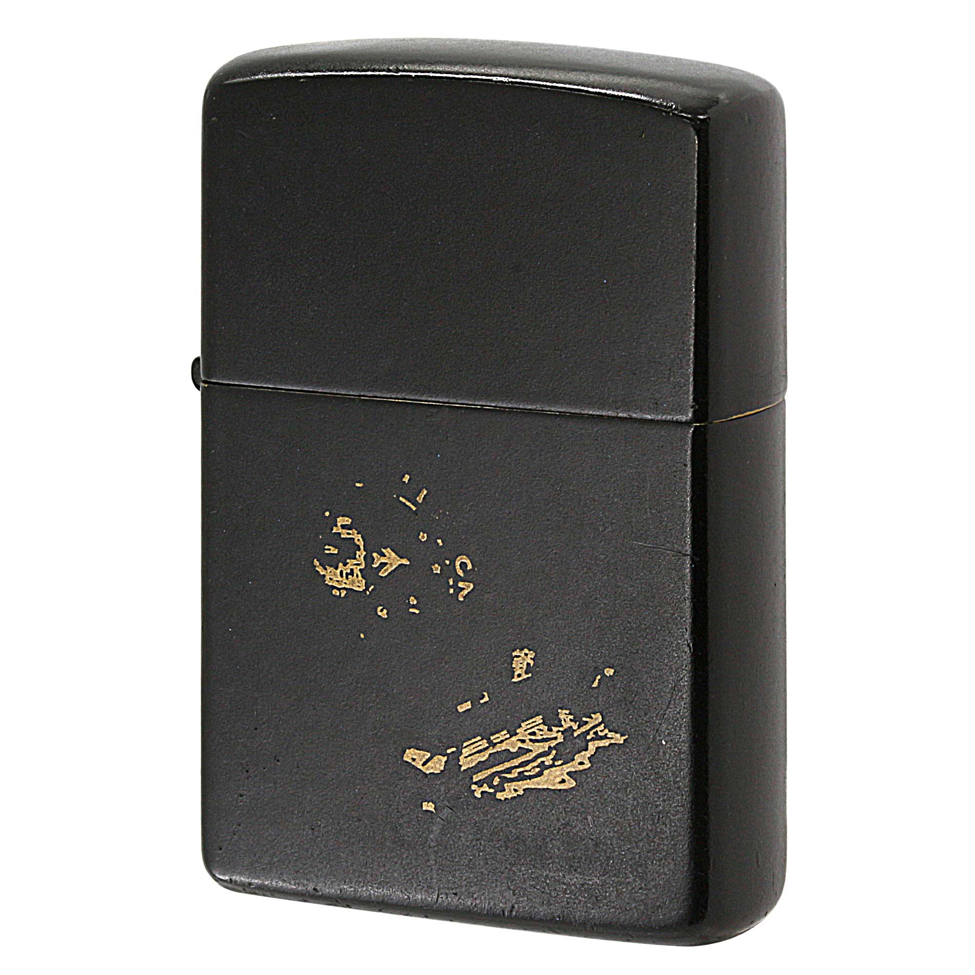 絶版/ヴィンテージ Zippo ジッポー 中古 製造年不明 マットブラック デザインあり  [C]使用感あり傷汚れあり