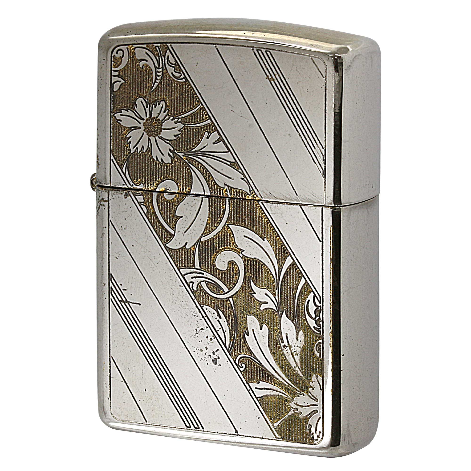 絶版/ヴィンテージ Zippo ジッポー 中古 1997年製造 Silver Plate 銀メッキ アラベスク 彫刻  [C]使用感あり傷汚れあり