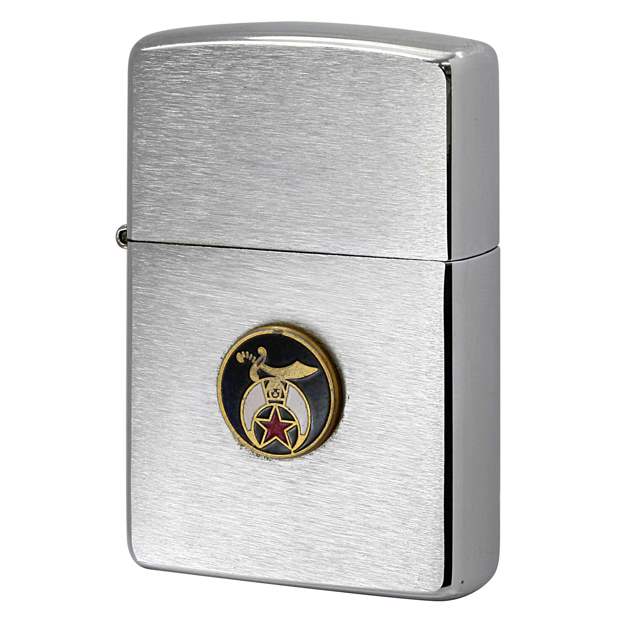 絶版/ヴィンテージ Zippo ジッポー 中古 1995年製造 フリーメイソン シュライナー ロゴエンブレム貼り  [B]使用感ありやや傷汚れあり