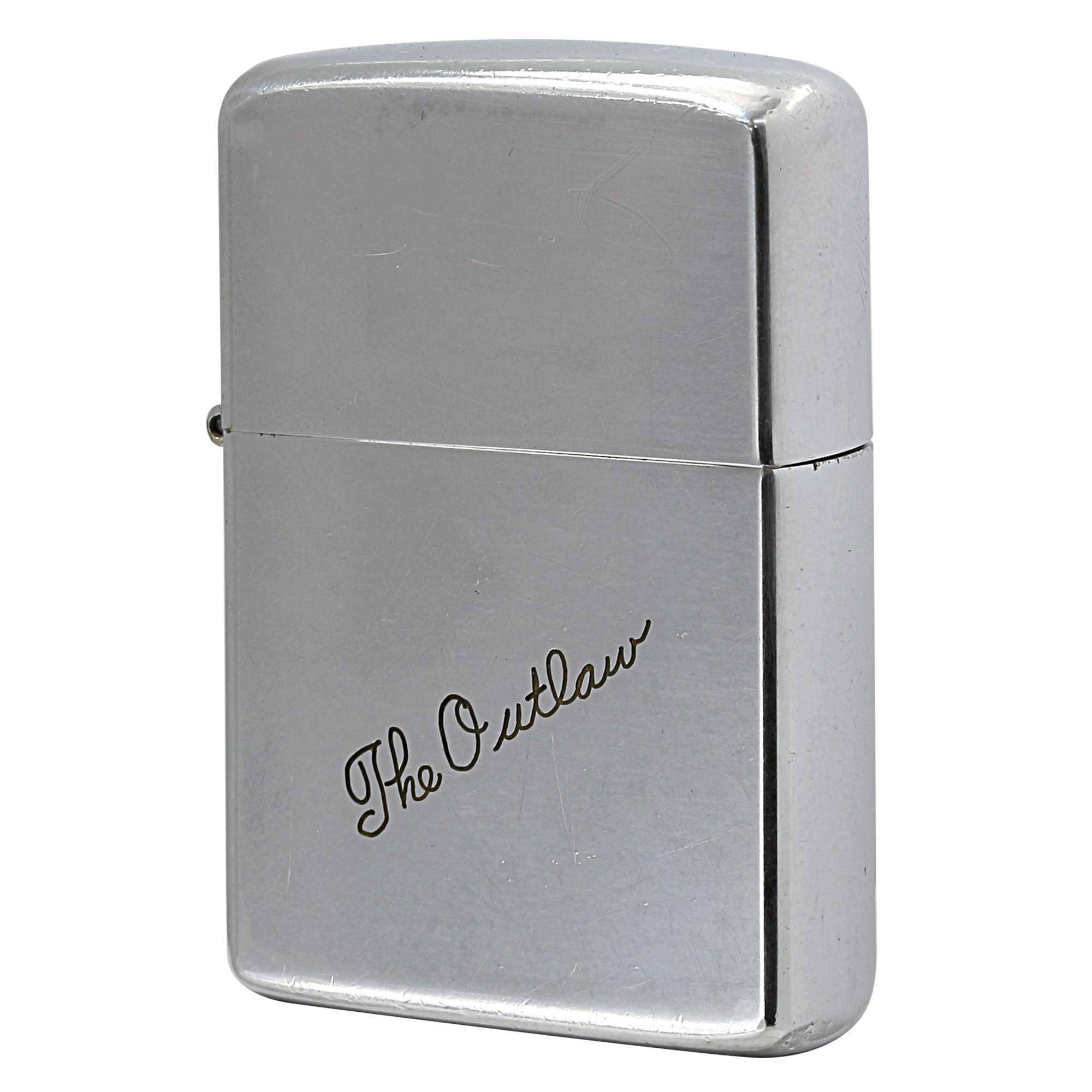絶版/ヴィンテージ Zippo ジッポー 中古 1962年製造 No.250ハイポリッシュクローム The Outlaw 手彫り  [C]使用感あり傷汚れあり