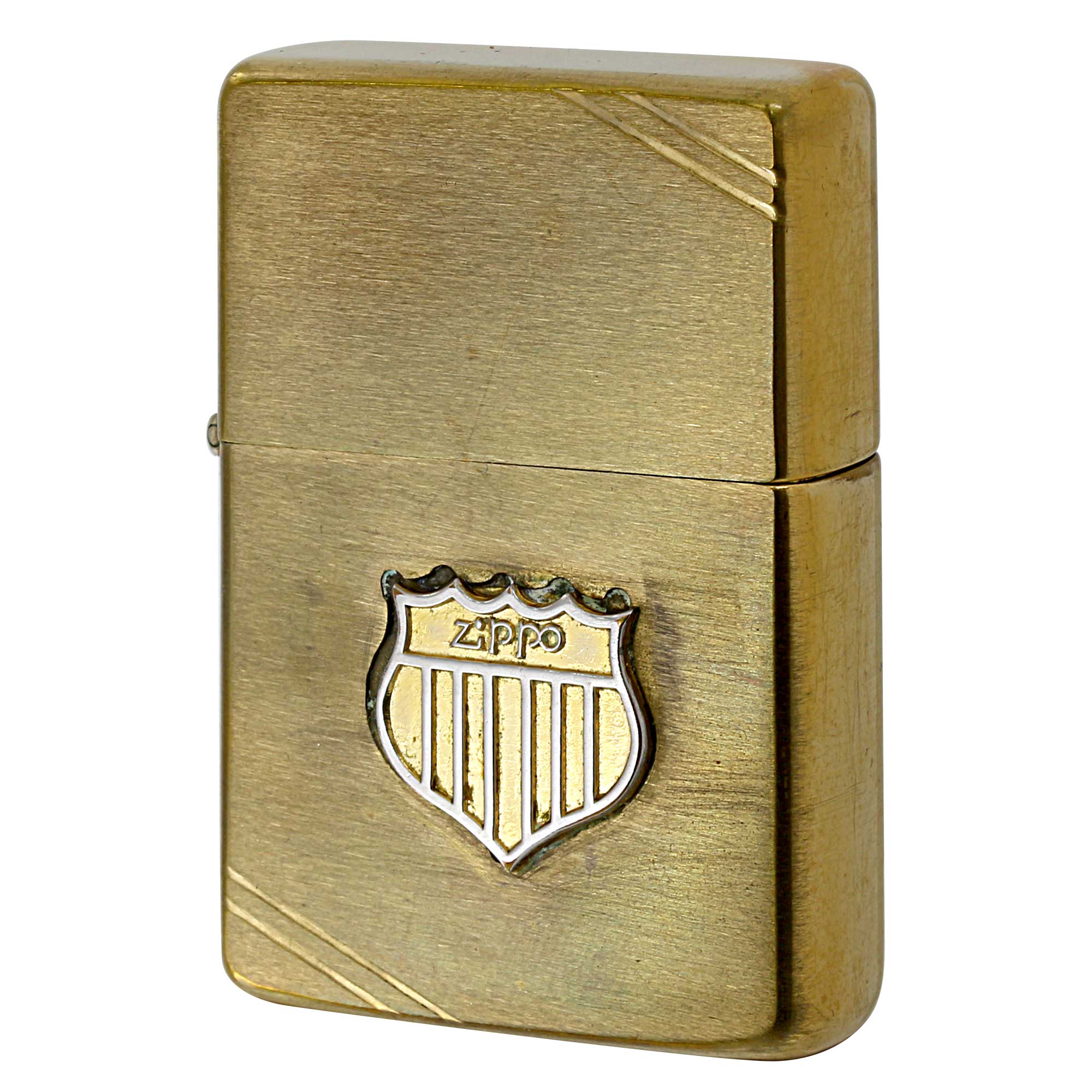 絶版/ヴィンテージ Zippo ジッポー 中古 1988年製造 フラットトップ ダイアゴナルライン ZIPPOロゴメタル  [C]使用感あり傷汚れあり