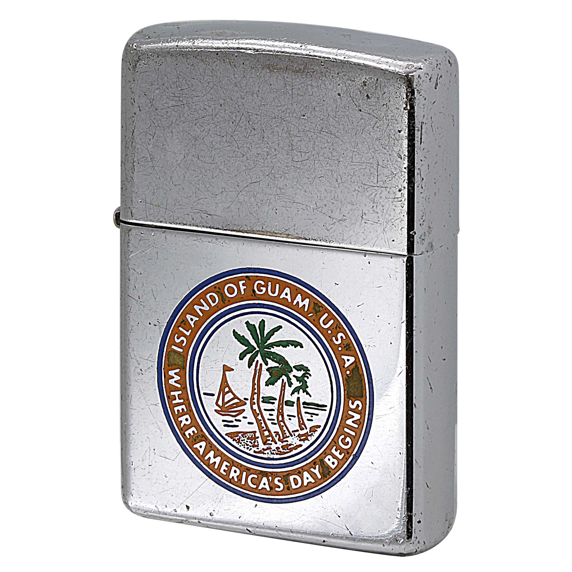 絶版/ヴィンテージ Zippo ジッポー 中古 2000年製造 ISLAND OF GUAM, U.S.A.  [C]使用感あり傷汚れあり