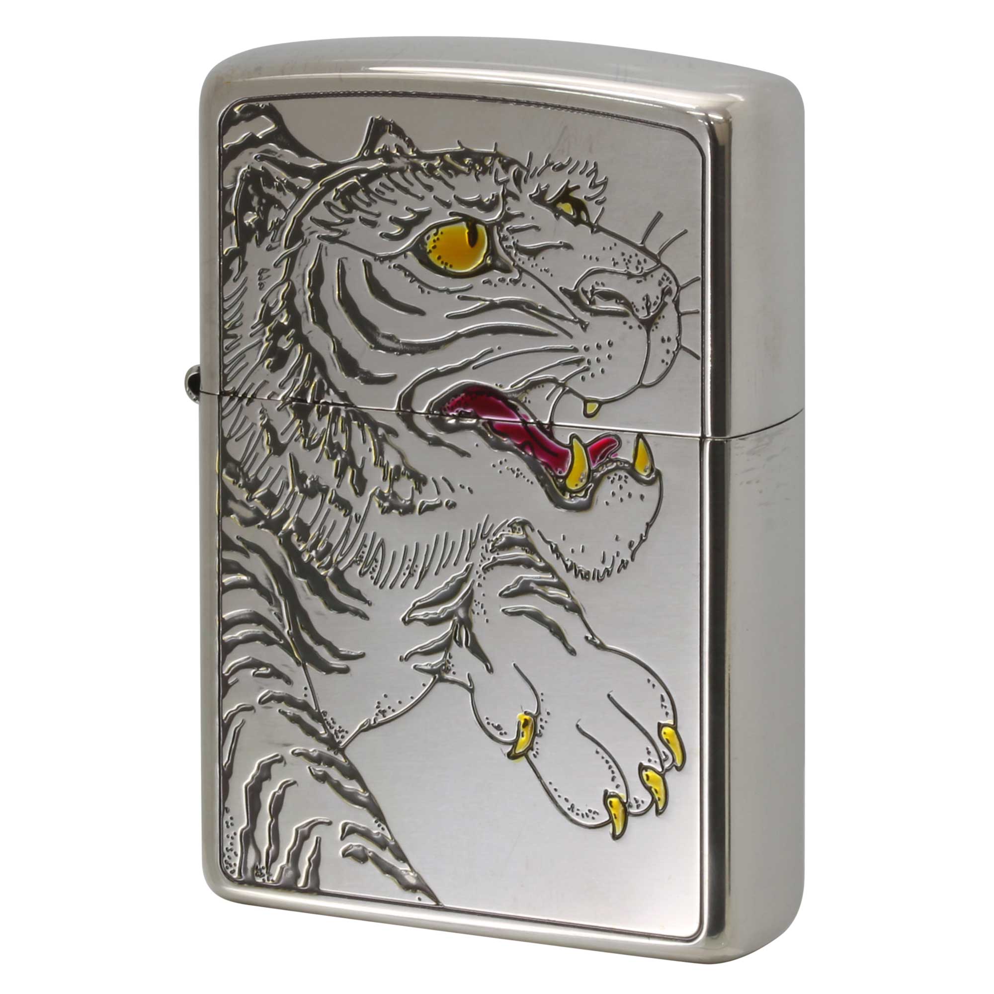 絶版/ヴィンテージ Zippo ジッポー 中古 2016年製造 和柄 虎  [S]ほぼ新品同様