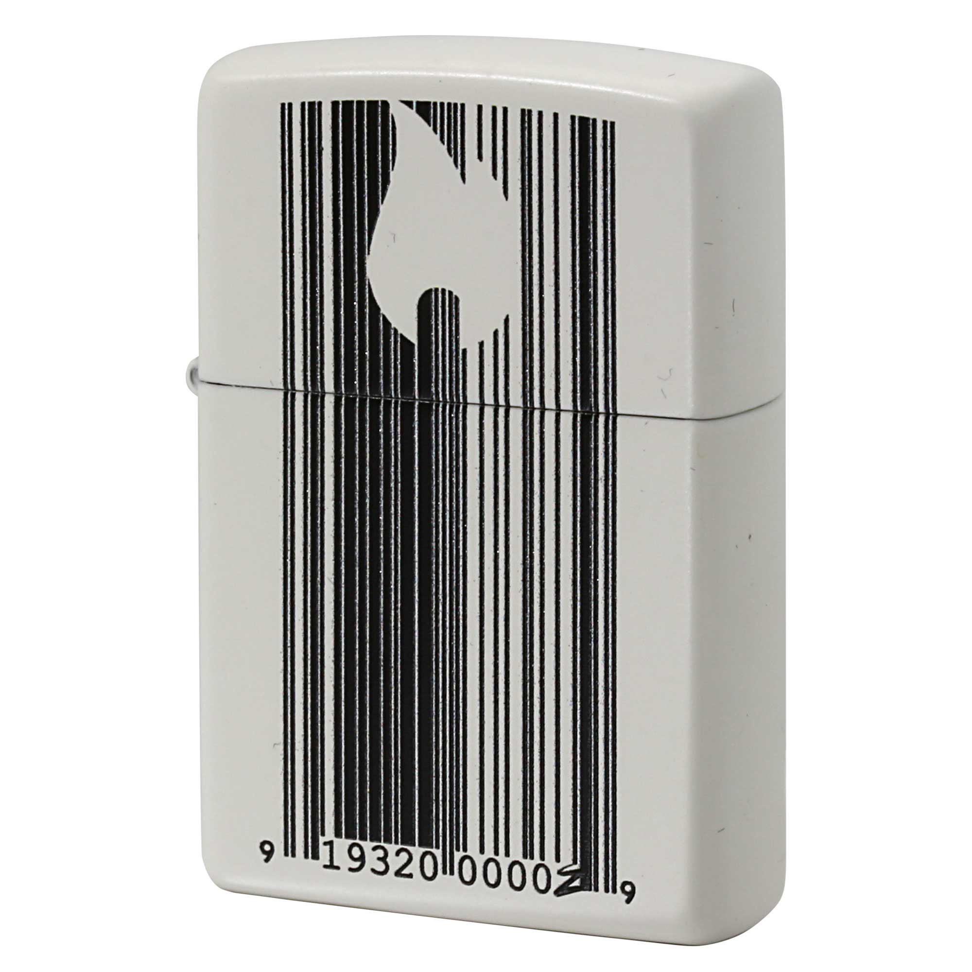 絶版/ヴィンテージ Zippo ジッポー 中古 2017年製造 ZIPPO アイコンフレーム JANコード デザイン マットホワイト  [N]未使用・新品
