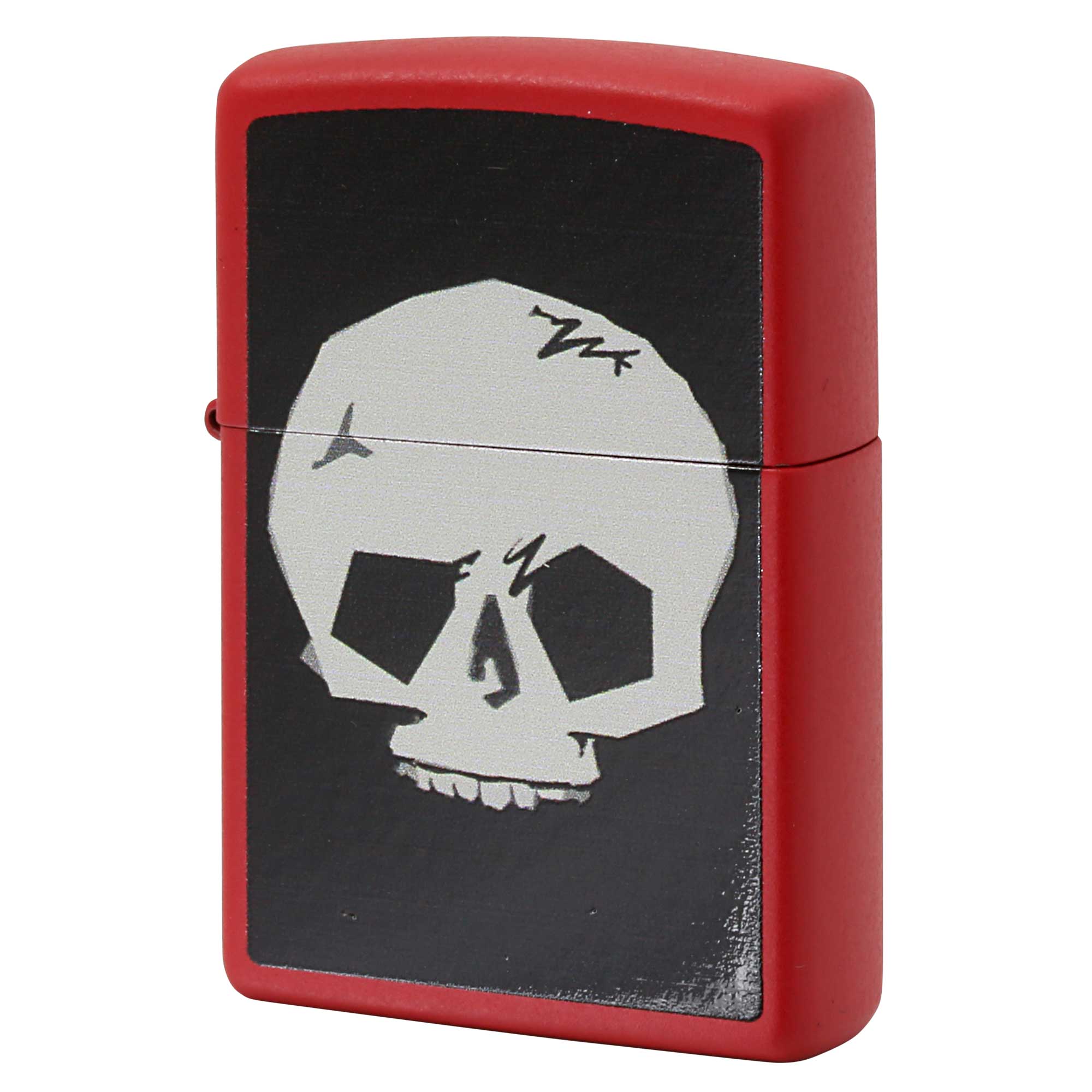 絶版/ヴィンテージ Zippo ジッポー 中古 2015年製造 髑髏 ドクロ プリント マットレッド  [N]未使用・新品