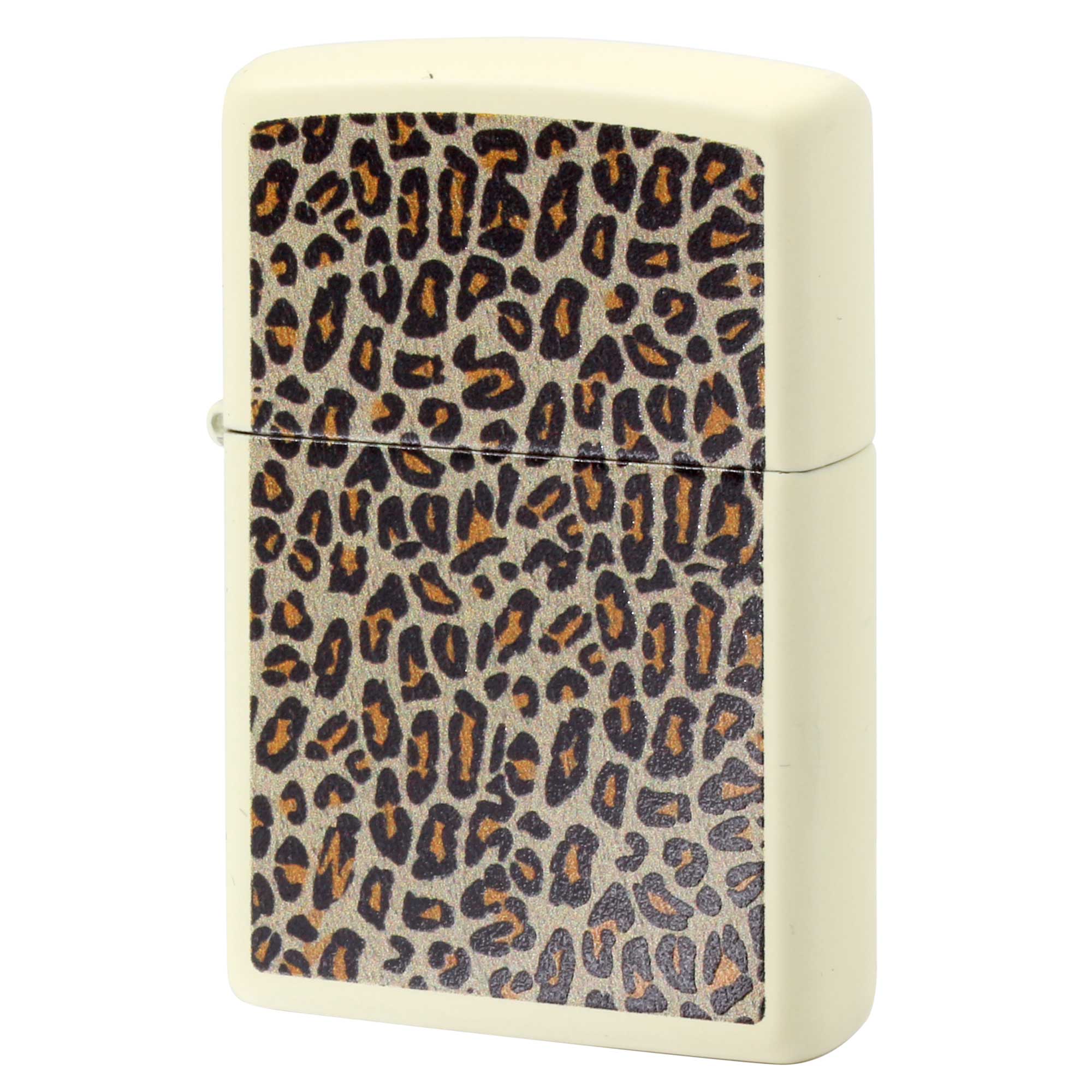 絶版/ヴィンテージ Zippo ジッポー 中古 2018年製造 Leopard ヒョウ柄 プリント マットホワイト  [N]未使用・新品
