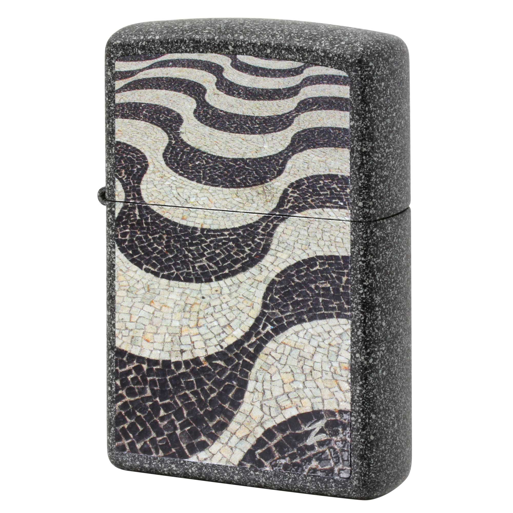 絶版/ヴィンテージ Zippo ジッポー 中古 2016年製造 タイル ウェーブ柄 プリント アイロンストーン  [N]未使用・新品